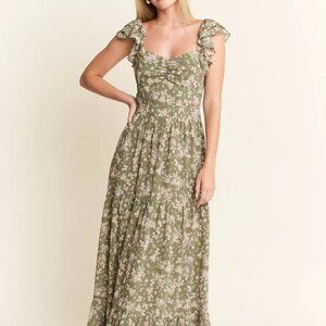 Jade By Jane Ruffle Sleeve Tiered Maxi Dress